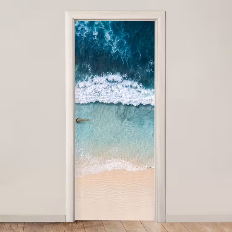 Deursticker - Strand - Zee - Golven - Natuur - Blauw — 1