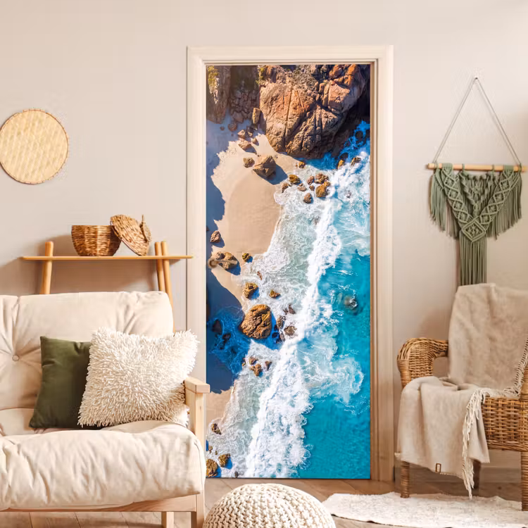 Deursticker - Strand - Zee - Rotsen - Natuur - Blauw — 4