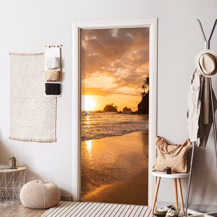 Deursticker - Strand - Zonsondergang - Natuur - Tropisch - Oranje — 8