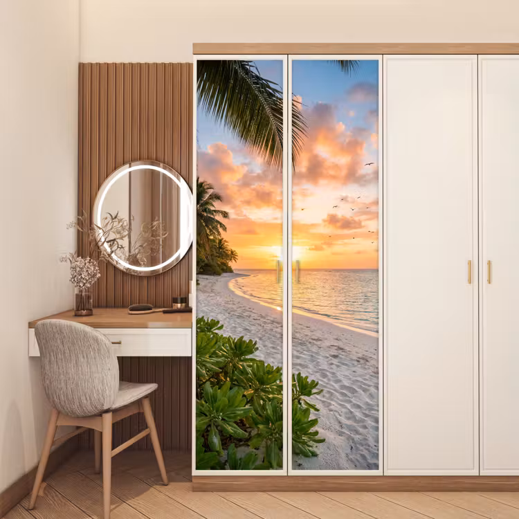 Deursticker - Strand - Zonsondergang - Palmbomen - Tropisch - Natuur — 5
