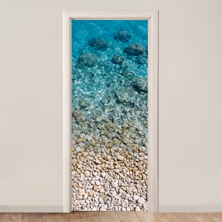 Deursticker - Water - Kiezels - Natuur - Levendig - Turkoois — 1