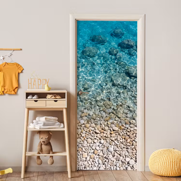Deursticker - Water - Kiezels - Natuur - Levendig - Turkoois — 6