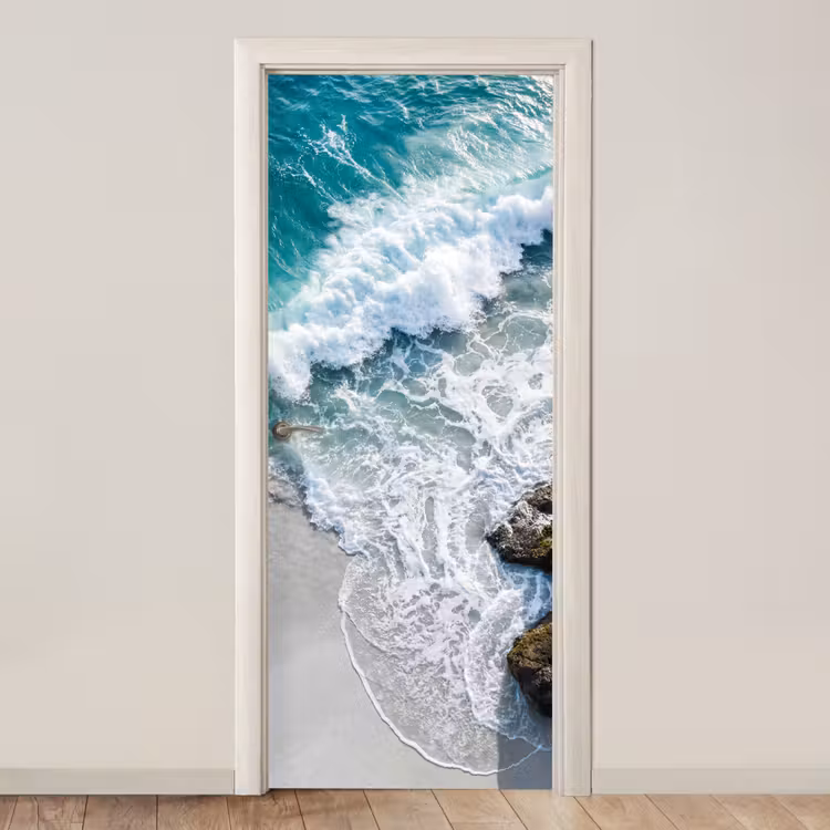 Deursticker - Zee - Golf - Strand - Natuur - Blauw — 1