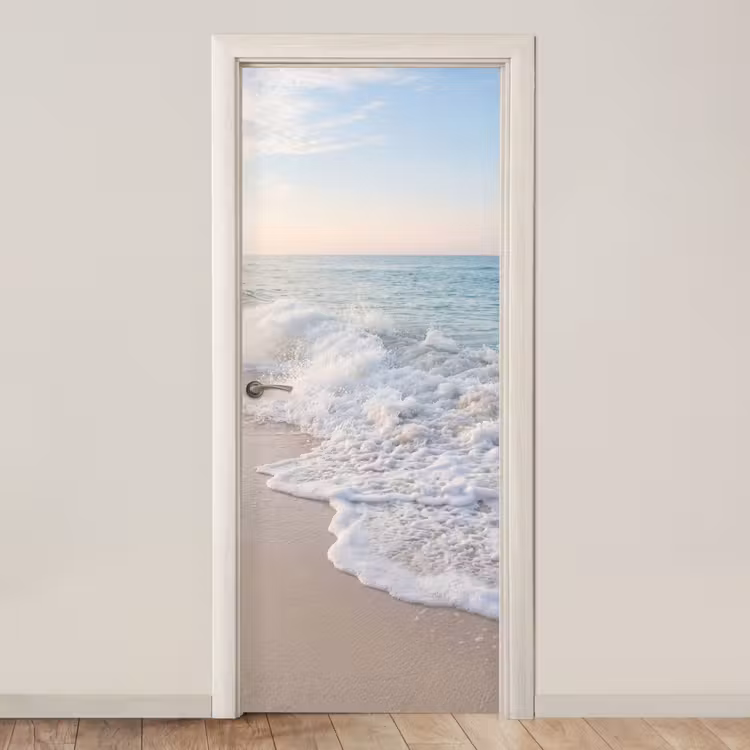Deursticker - Zee - Golven - Strand - Natuur - Wit — 1