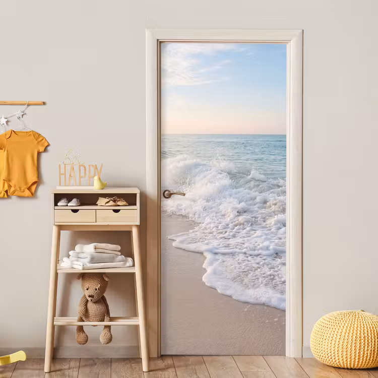 Deursticker - Zee - Golven - Strand - Natuur - Wit — 6
