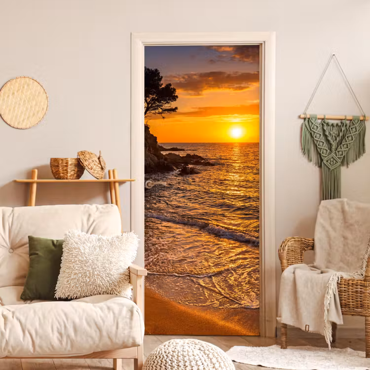 Deursticker - Zee - Kust - Zonsondergang - Natuur - Oranje — 4