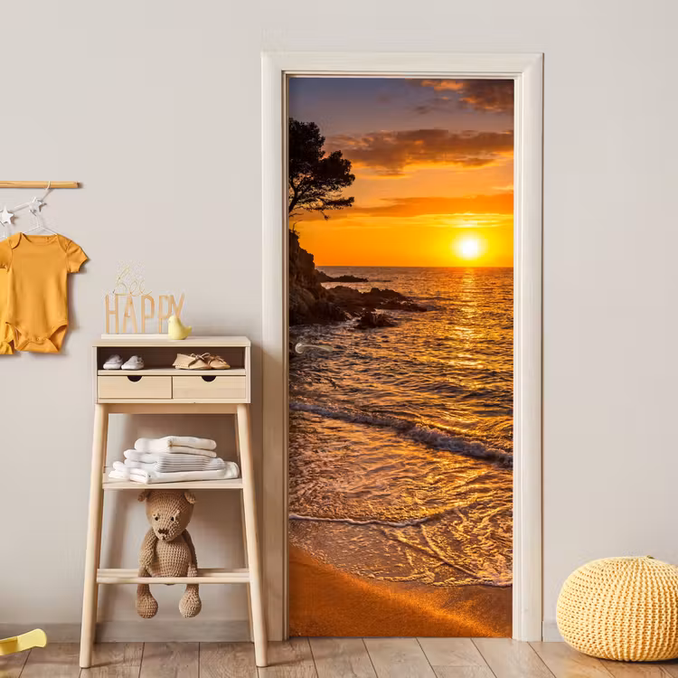 Deursticker - Zee - Kust - Zonsondergang - Natuur - Oranje — 6