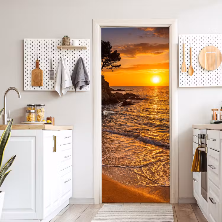 Deursticker - Zee - Kust - Zonsondergang - Natuur - Oranje — 7