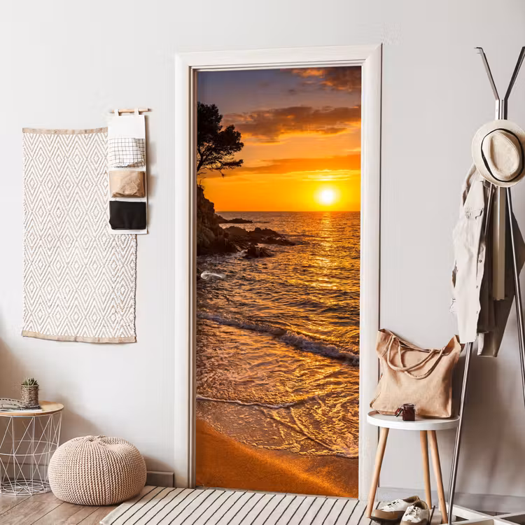 Deursticker - Zee - Kust - Zonsondergang - Natuur - Oranje — 8