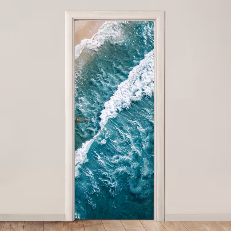 Deursticker - Zee - Strand - Golven - Natuur - Blauw — 1