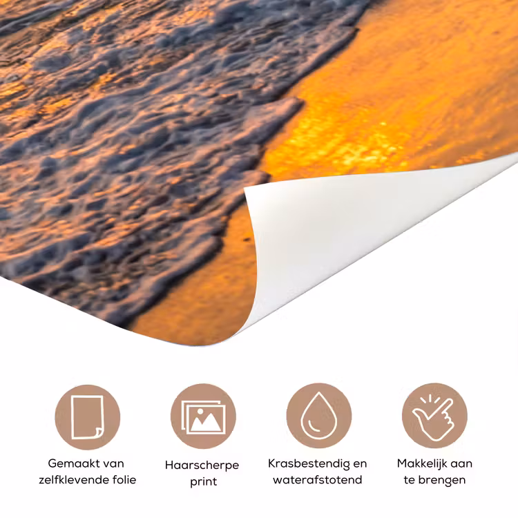 Deursticker - Zee - Zonsondergang - Boot - Natuur - Oranje — 3