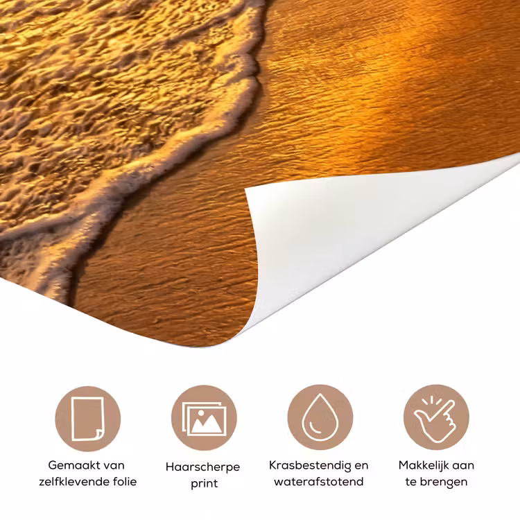 Deursticker - Zee - Zonsondergang - Golven - Kust - Oranje — 3
