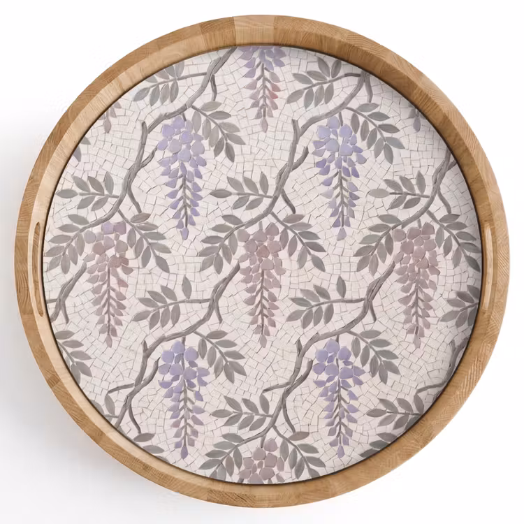 Dienblad - Bloemen - Mozaïek - Natuur - Patroon - Paars — 1