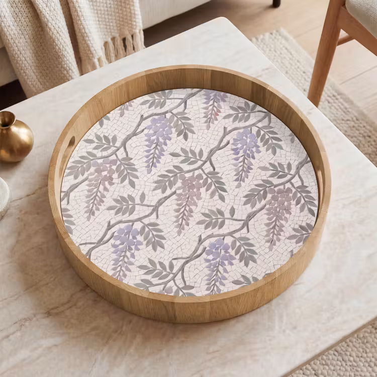 Dienblad - Bloemen - Mozaïek - Natuur - Patroon - Paars — 2