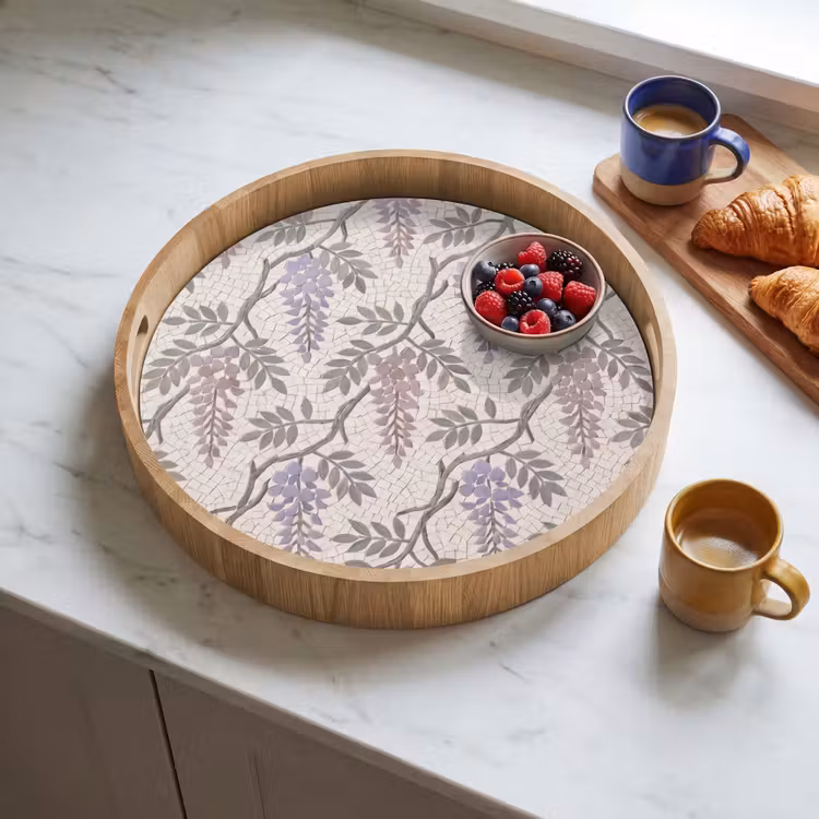 Dienblad - Bloemen - Mozaïek - Natuur - Patroon - Paars — 4
