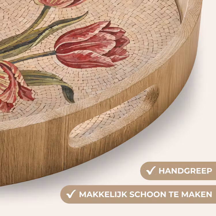 Dienblad - Bloemen - Mozaïek - Rood - Groen - Kunst — 5