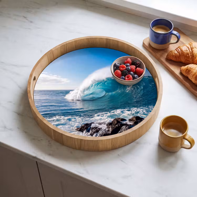 Dienblad - Golf - Oceaan - Brekend - Water - Blauw — 4