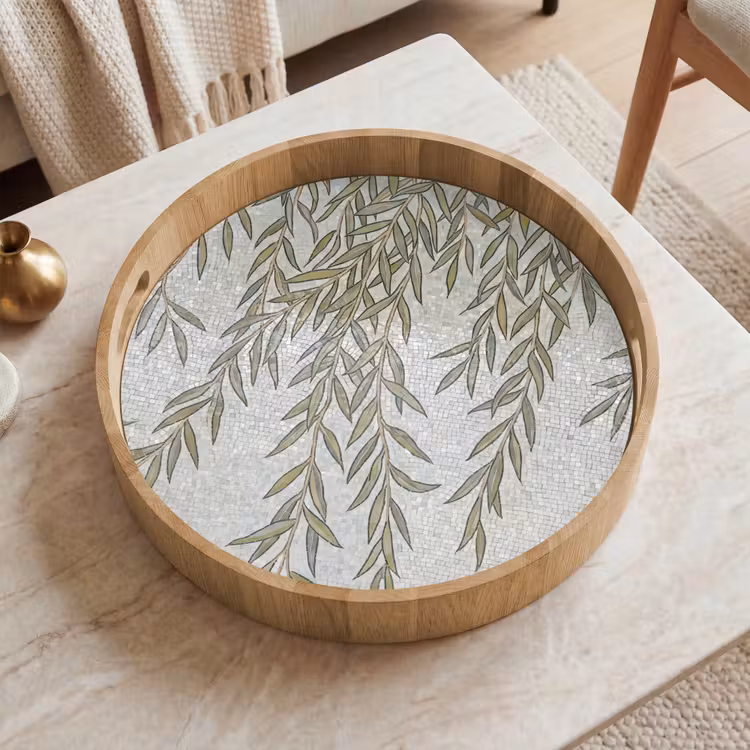 Dienblad - Planten - Mozaïek - Patroon - Groen - Blauw — 2