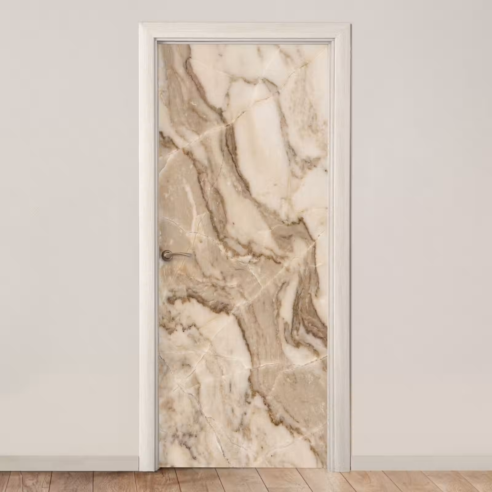 Deursticker - Marmer - Aderen - Textuur - Beige - Modern — 1