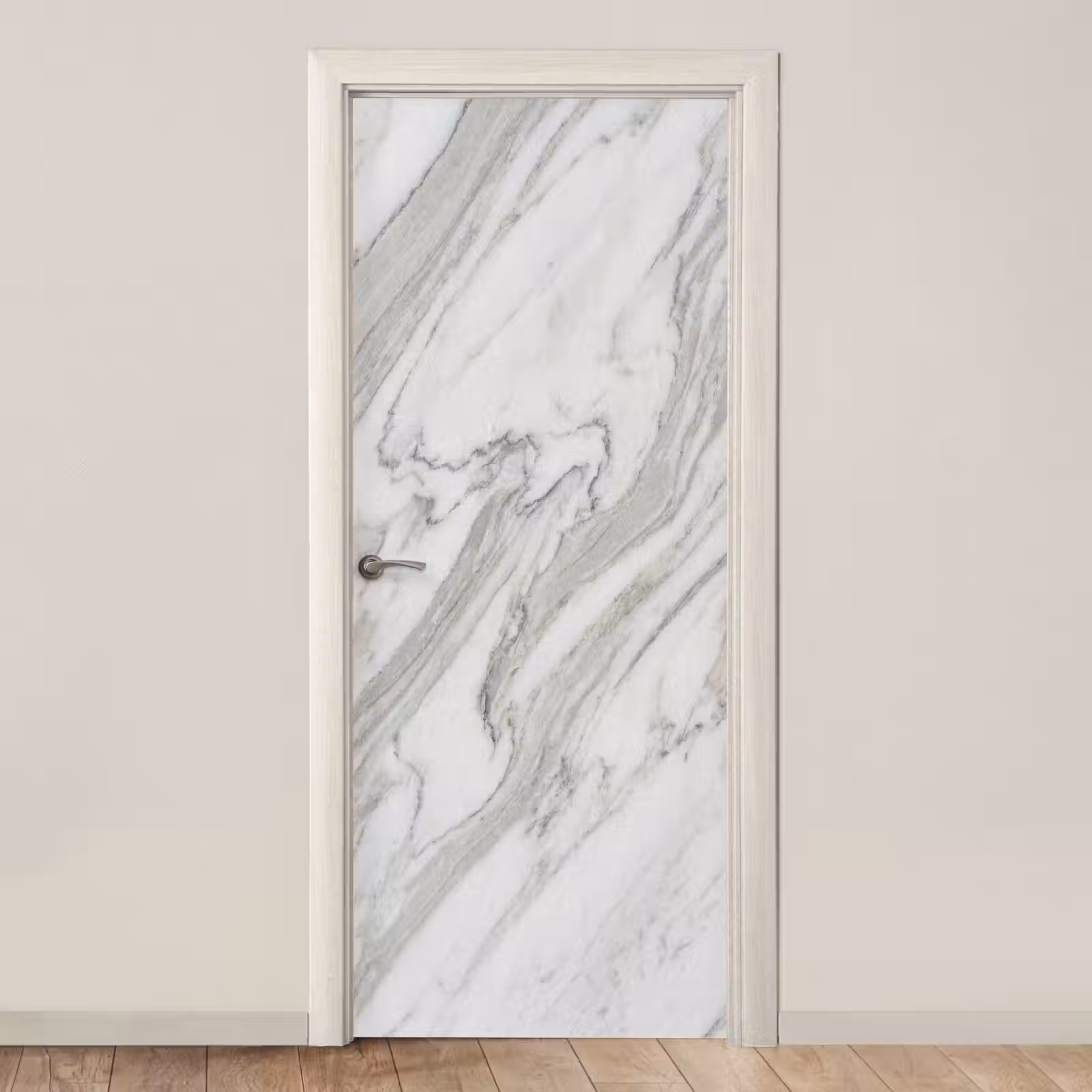Deursticker - Marmer - Wit - Grijs - Structuur - Modern — 1