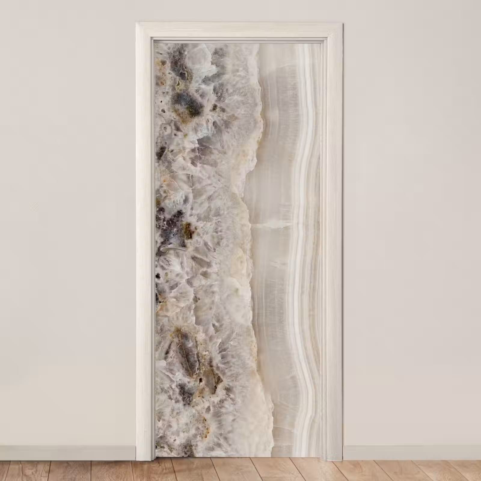 Deursticker - Steen - Textuur - Abstract - Beige - Wit — 1