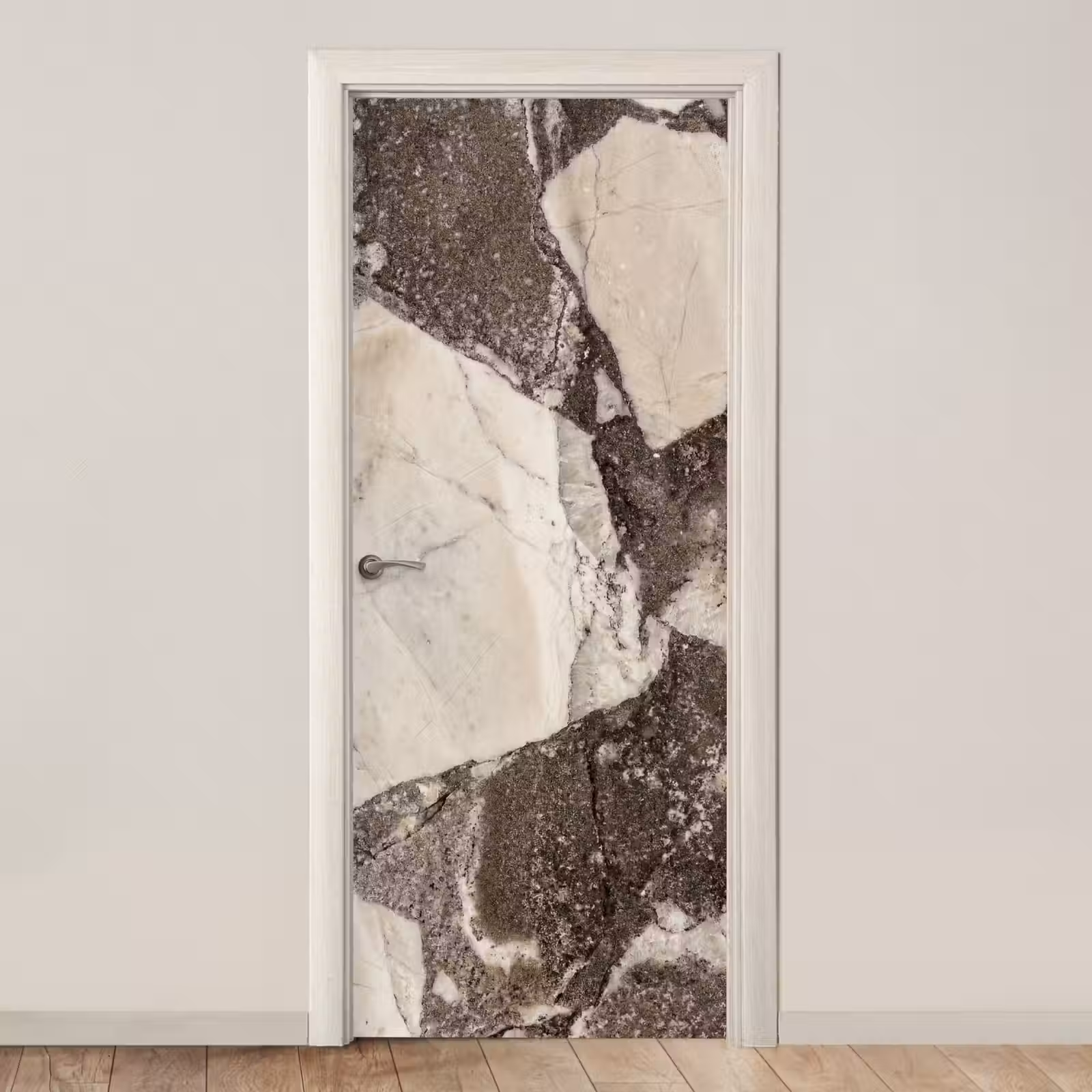 Deursticker - Textuur - Marmer - Abstract - Beige - Bruin — 1