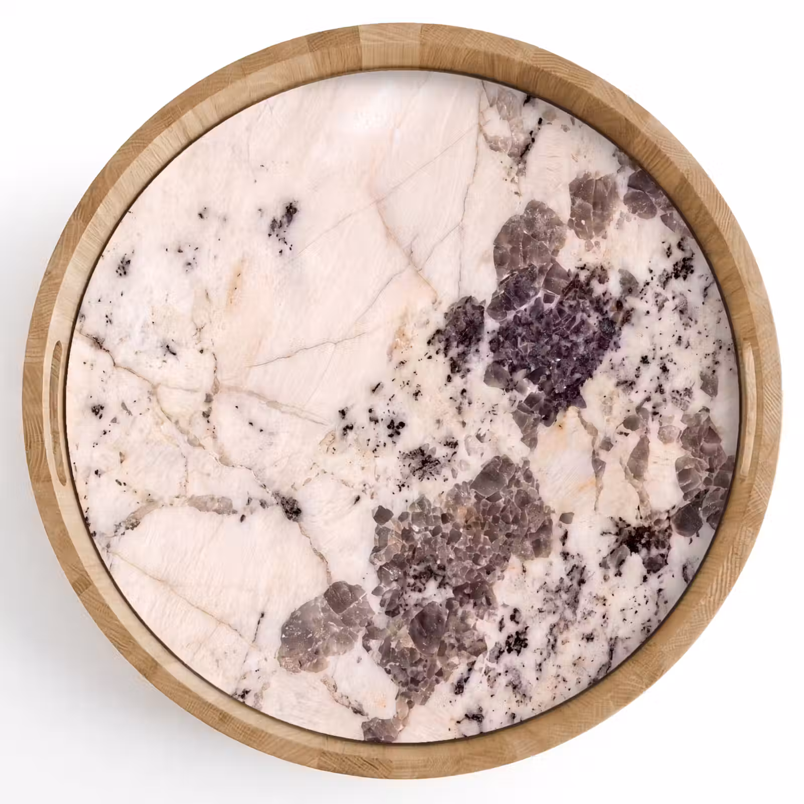 Dienblad - Natuursteen - Patroon - Abstract - Beige - Grijs — 1