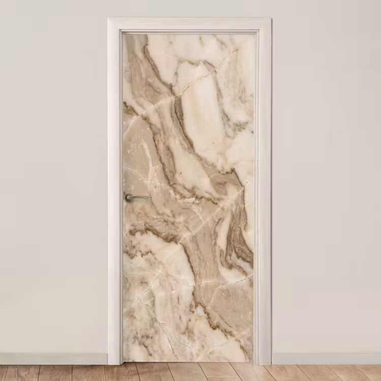 Deursticker - Marmer - Aderen - Textuur - Beige - Modern — 1