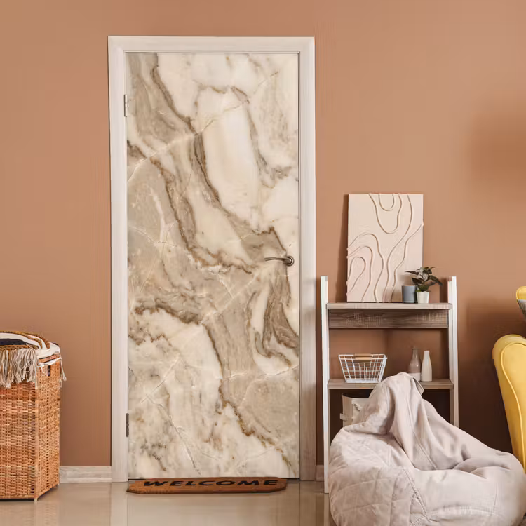 Deursticker - Marmer - Aderen - Textuur - Beige - Modern — 2