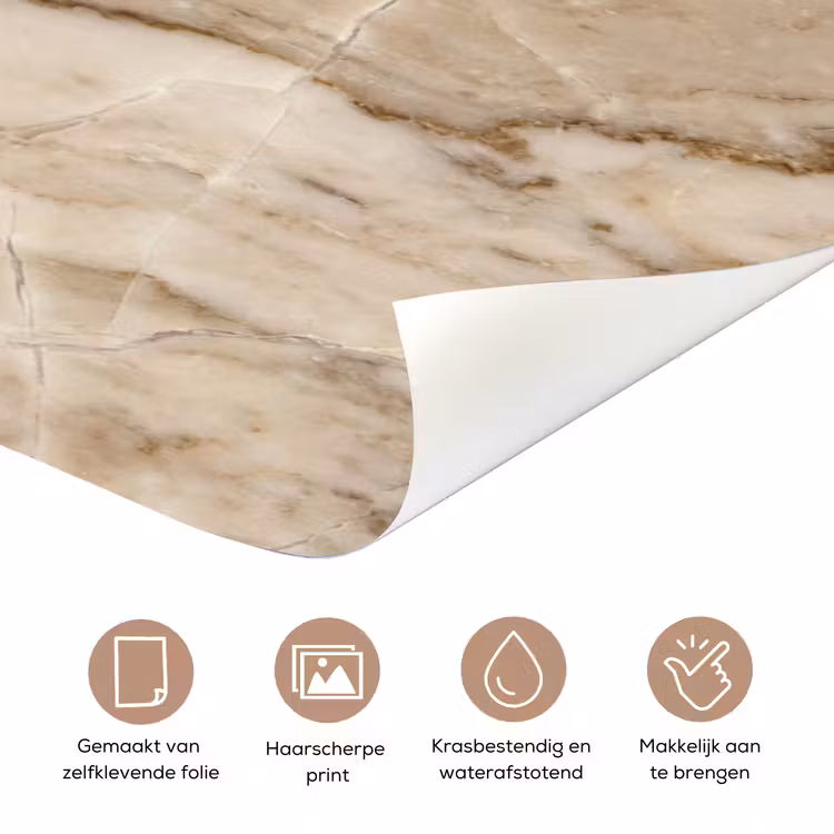 Deursticker - Marmer - Aderen - Textuur - Beige - Modern — 3