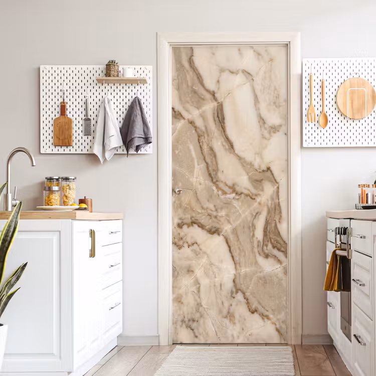 Deursticker - Marmer - Aderen - Textuur - Beige - Modern — 7
