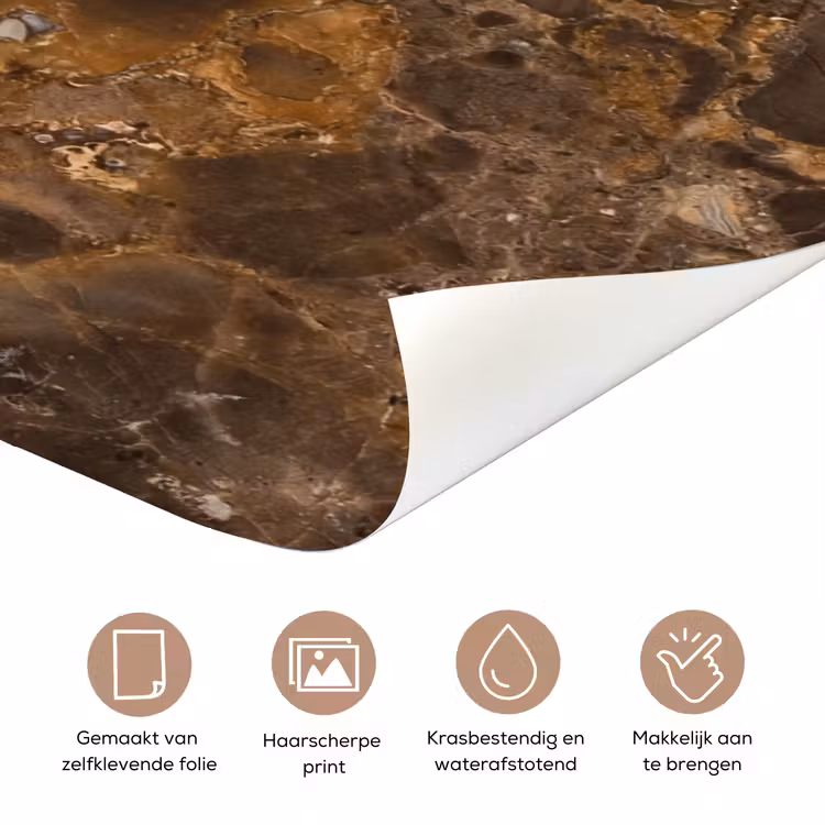 Deursticker - Marmer - Patroon - Natuur - Bruin - Goud — 3