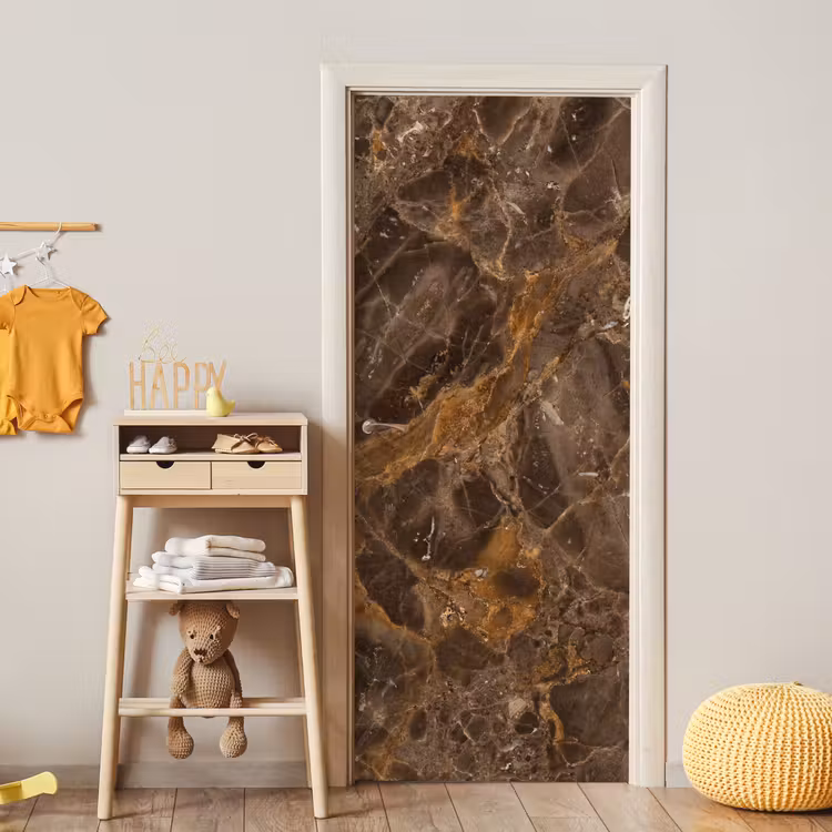 Deursticker - Marmer - Patroon - Natuur - Bruin - Goud — 6