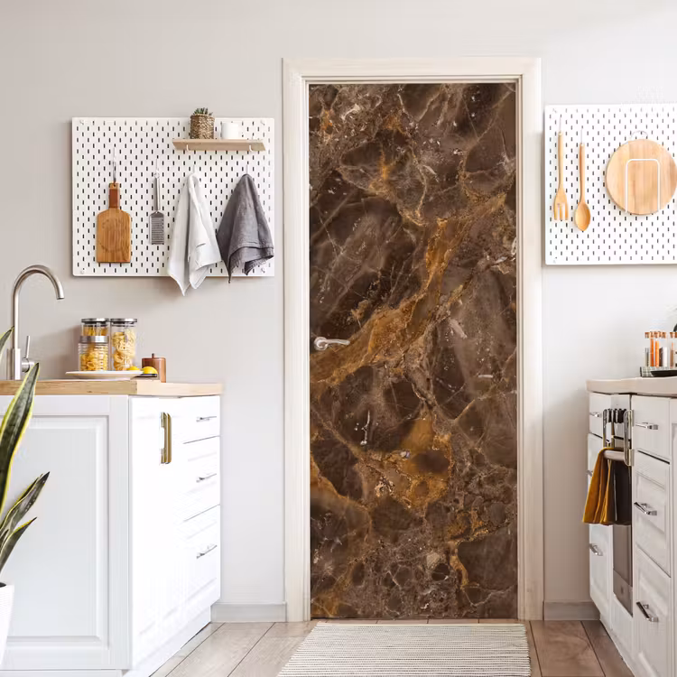 Deursticker - Marmer - Patroon - Natuur - Bruin - Goud — 7