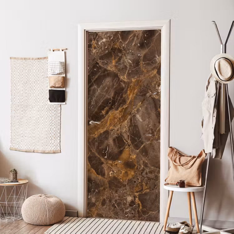 Deursticker - Marmer - Patroon - Natuur - Bruin - Goud — 8