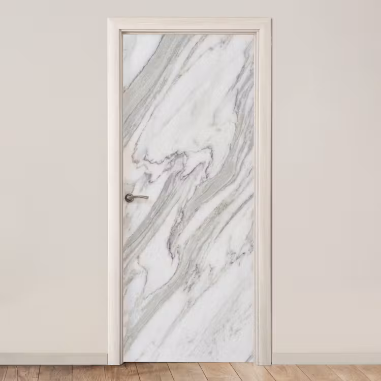 Deursticker - Marmer - Wit - Grijs - Structuur - Modern — 1