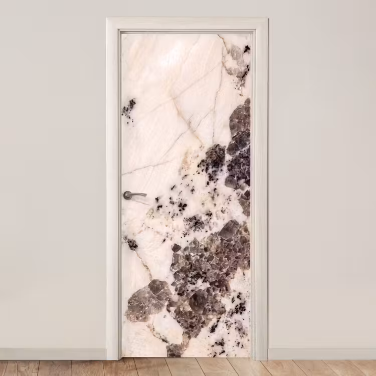 Deursticker - Natuursteen - Patroon - Abstract - Beige - Grijs — 1