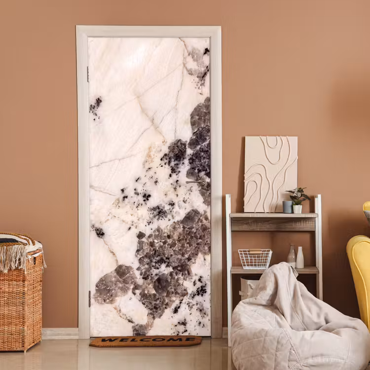 Deursticker - Natuursteen - Patroon - Abstract - Beige - Grijs — 2