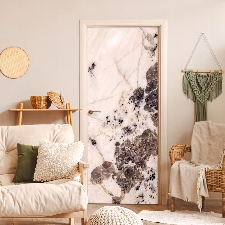 Deursticker - Natuursteen - Patroon - Abstract - Beige - Grijs — 4
