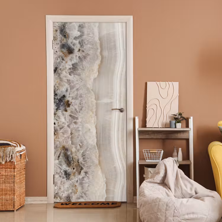 Deursticker - Steen - Textuur - Abstract - Beige - Wit — 2
