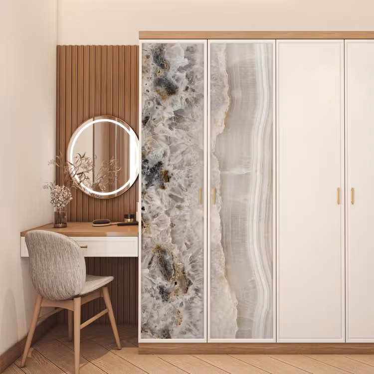 Deursticker - Steen - Textuur - Abstract - Beige - Wit — 5