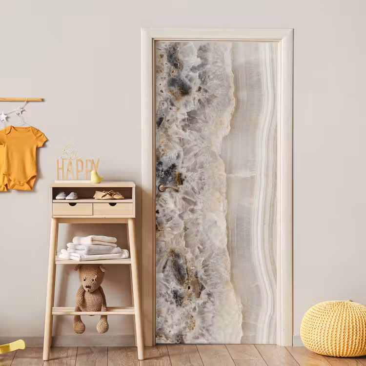 Deursticker - Steen - Textuur - Abstract - Beige - Wit — 6