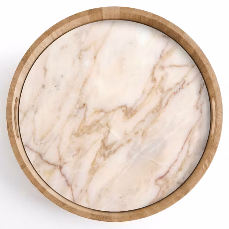 Dienblad - Marmer - Ader - Abstract - Wit - Goud — 1