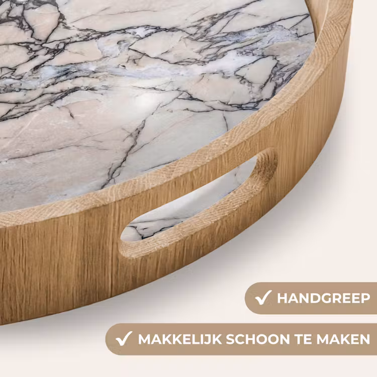 Dienblad - Marmer - Aderen - Patroon - Wit - Grijs — 5