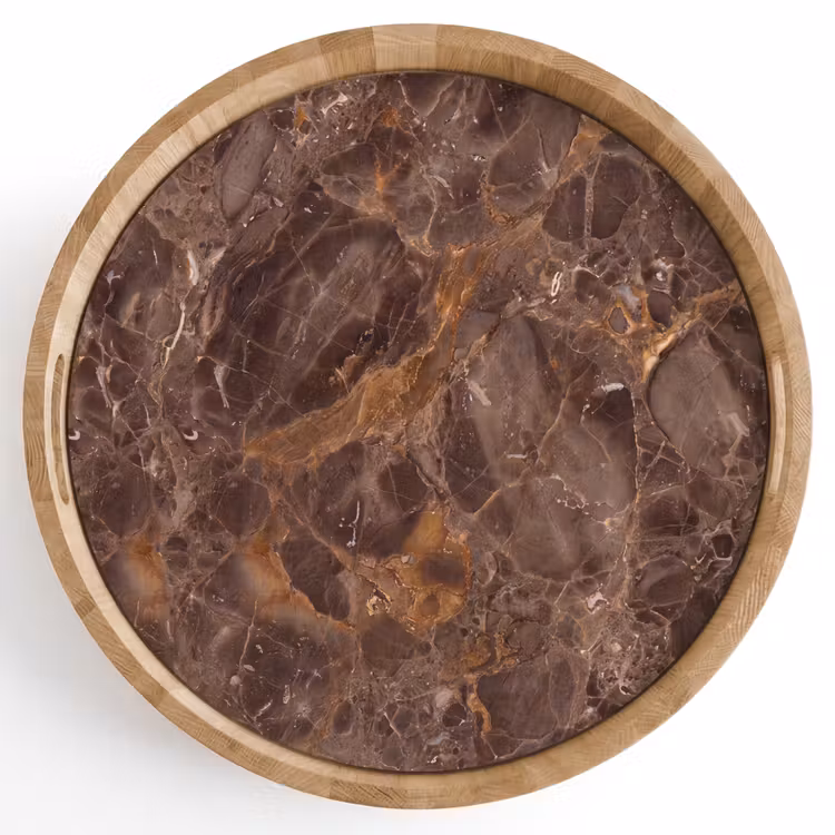 Dienblad - Marmer - Patroon - Natuur - Bruin - Goud — 1