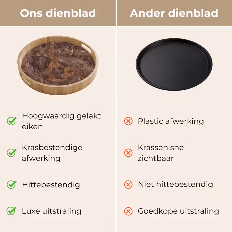 Dienblad - Marmer - Patroon - Natuur - Bruin - Goud — 3