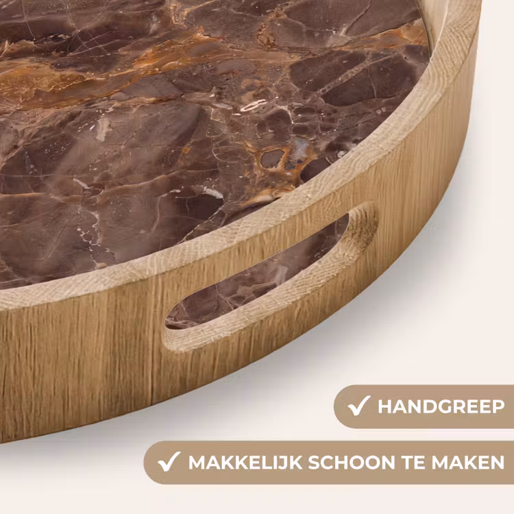 Dienblad - Marmer - Patroon - Natuur - Bruin - Goud — 5