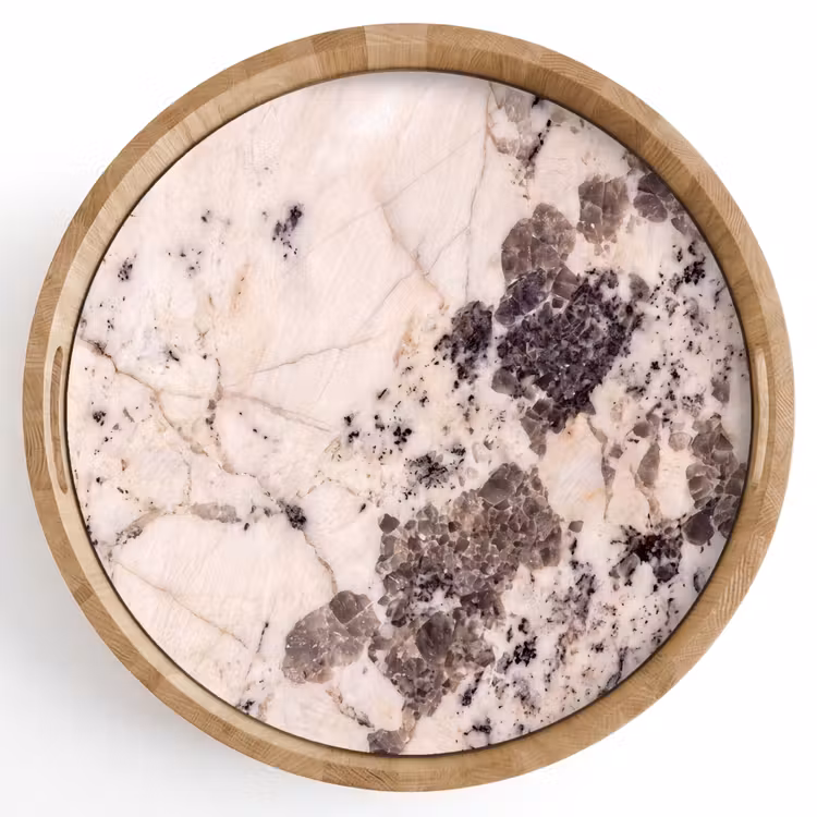 Dienblad - Natuursteen - Patroon - Abstract - Beige - Grijs — 1