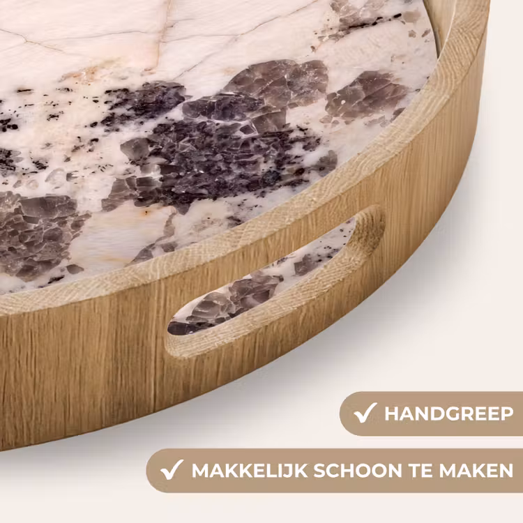 Dienblad - Natuursteen - Patroon - Abstract - Beige - Grijs — 5
