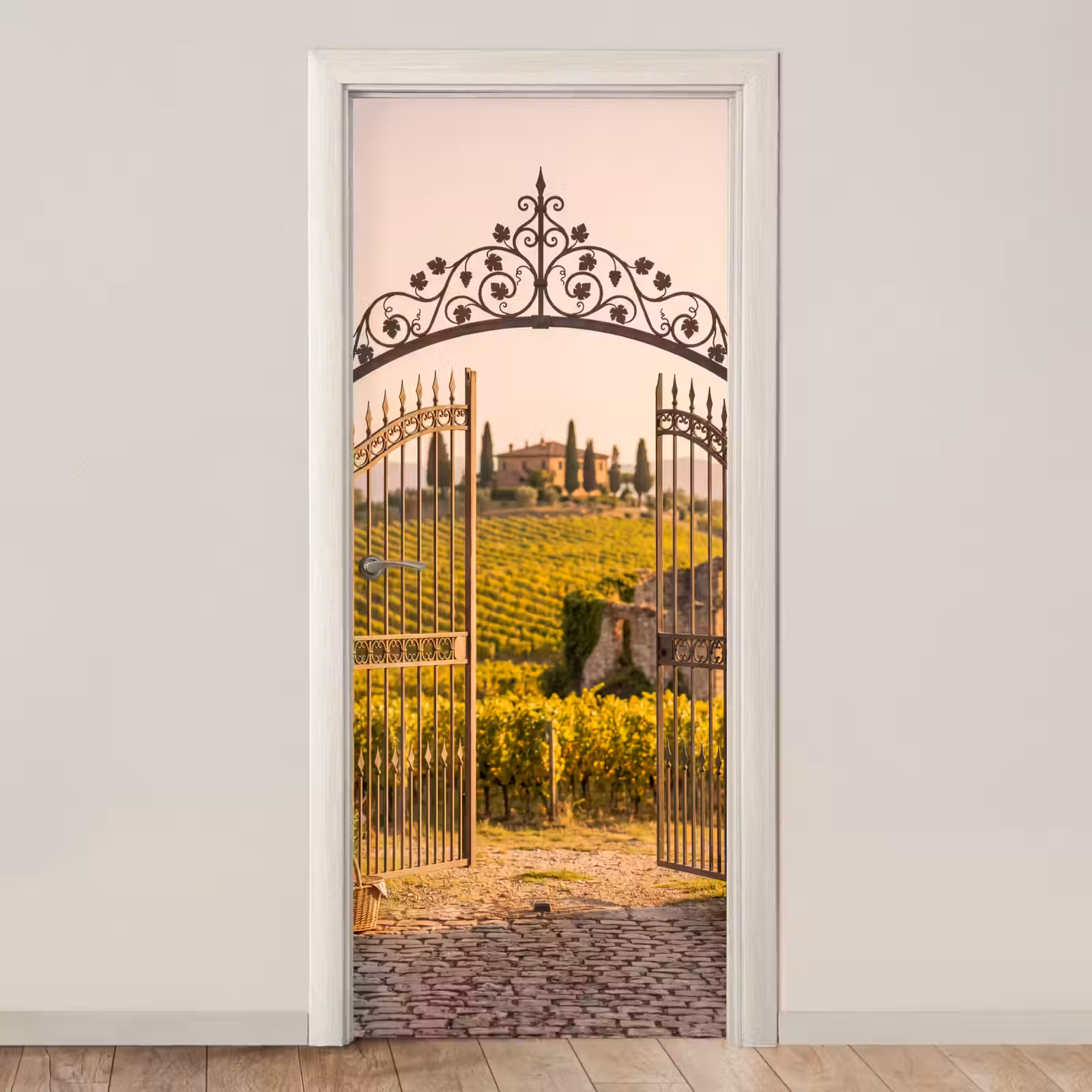 Deursticker - Poort - Landschap - Platteland - Zonlicht - Warm — 1